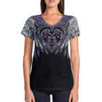 Elliz Clothing Coração Roxo Camiseta Com Decote Em V