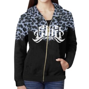 Blue Leopard Animal Print Zip Hoodie