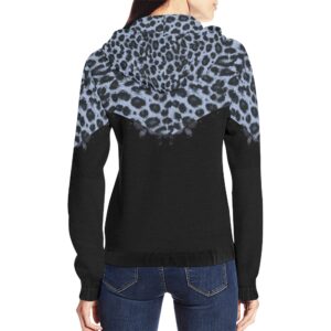 Blue Leopard Animal Print Zip Hoodie