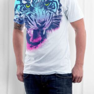 Color Fury Men's Colorful Iridescent Wildlife Tiger T-shirt